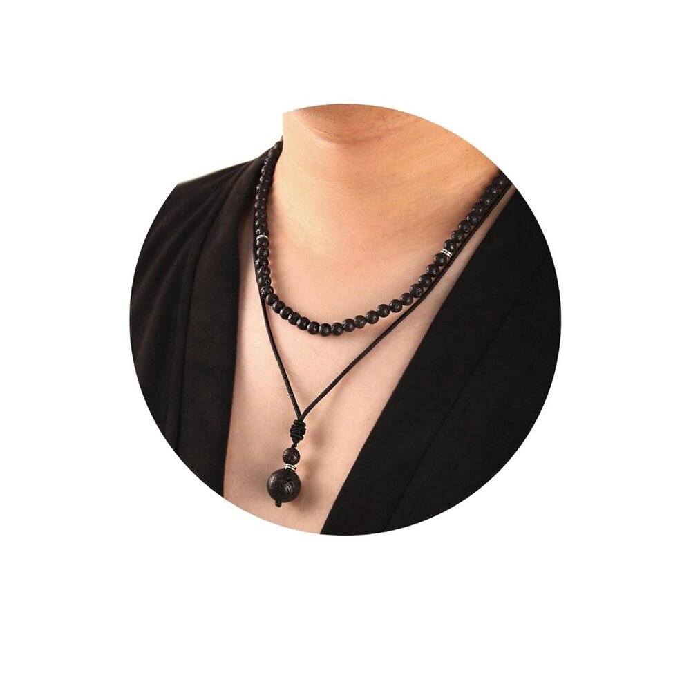 2Pcs Rock Necklace - Beaded Necklace for Men - Protection Necklace Men Choker Ne
